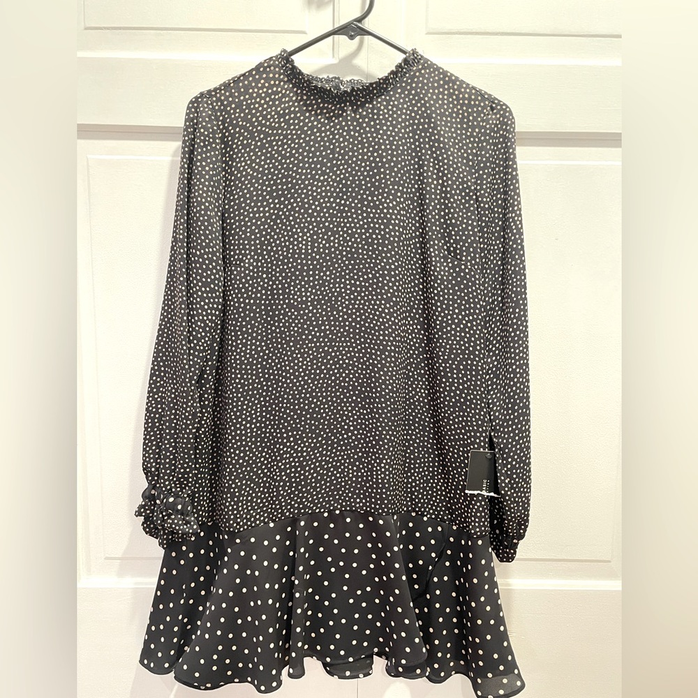 Zara long sleeve short dress.  Boho chic. Polkadot.
